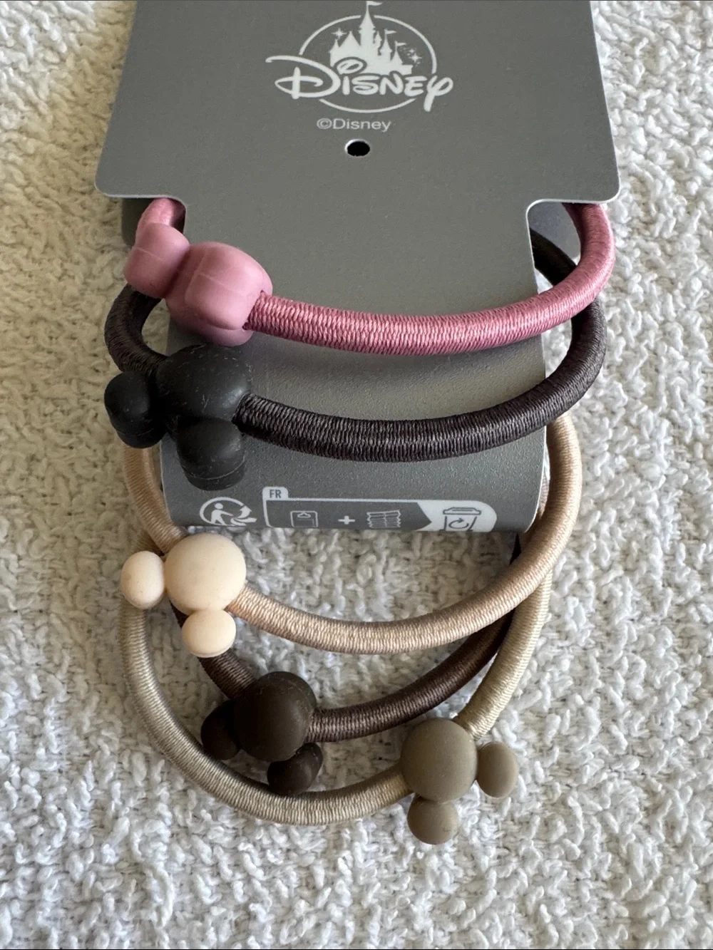Disney Mickey & Minnie Hair Tie Set - Pink, Black, Brown, Tan